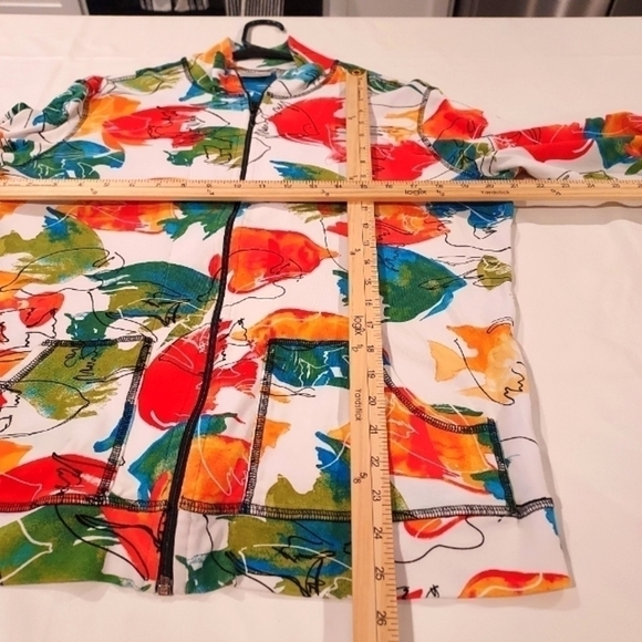 Chico's colorful tropical fish print Business Casual Jacket sx 2 M - Picture 6 of 8
